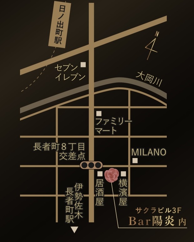 日ノ出町駅・伊勢佐木長者町駅からBar陽炎までの案内地図